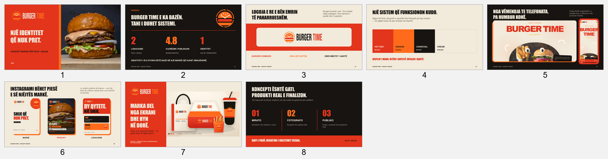 Burger Time brand system with identity, web, social and packaging examples